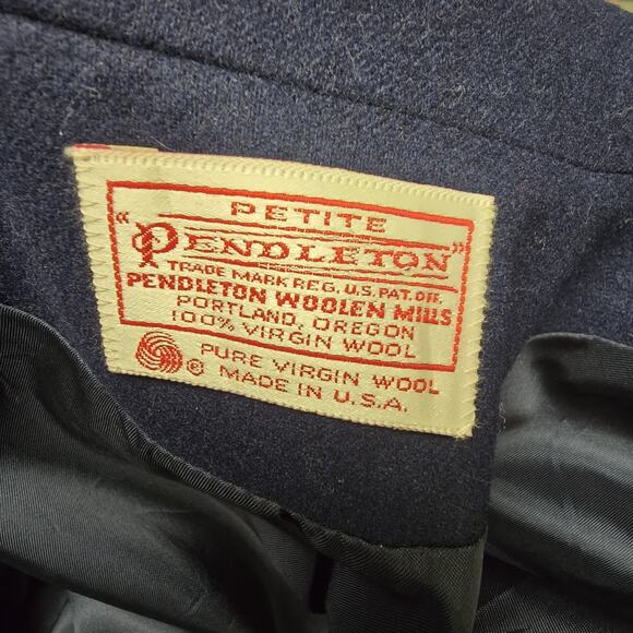 Pendleton Blazer Jacket Womens 12P Petite Navy Blue One Button Virgin Wool USA - Picture 6 of 7